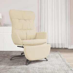 Imagine vidaXL Scaun de relaxare cu taburet, crem, material textil