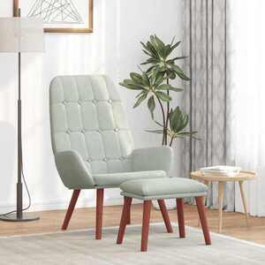 Imagine vidaXL Scaun de relaxare cu taburet, gri deschis, catifea