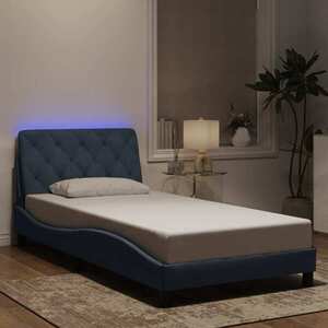 Imagine vidaXL Cadru de pat cu LED fără saltea, gri închis, 100x190 cm, catifea
