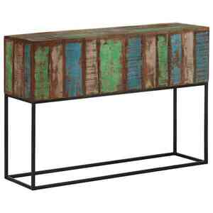 Imagine vidaXL Masă consolă, 110x30x75 cm, lemn masiv reciclat și fier