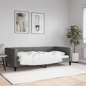 Imagine vidaXL Cadru de pat, gri închis, 100x190 cm, material textil