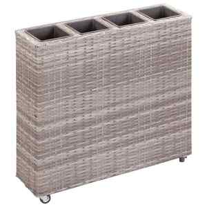 Imagine vidaXL Strat înălțat grădină 4 ghivece, gri, 80x22x79 cm, poliratan