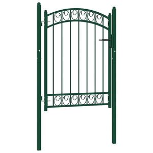 Imagine vidaXL Poartă de gard EMMEN cu blat arcuit, oțel, verde, 100x98, 5 cm
