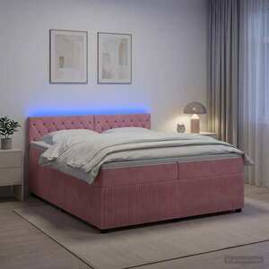 Imagine vidaXL Pat boxspring cu saltea cu benzi LED Roz 200 x 200 cm Catifea