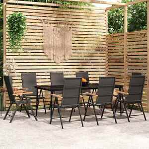 Imagine vidaXL Set mobilier de grădină, 9 piese, negru
