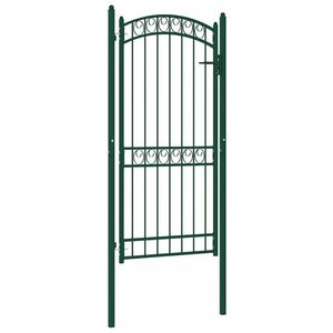 Imagine vidaXL Poartă de gard cu arcadă, verde, 102x136 cm, oțel