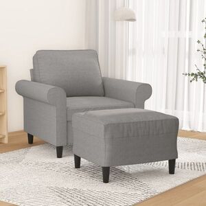 Imagine vidaXL Fotoliu canapea cu taburet, gri deschis, 60 cm, textil
