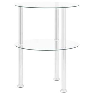 Imagine vidaXL Masă laterală 2 niveluri, transparent, 38 cm, sticlă securizată