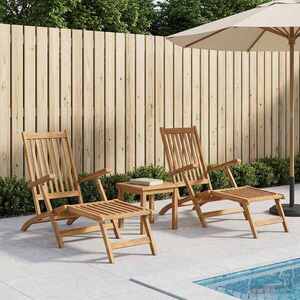 Imagine vidaXL Scaun pliabil de terasă 2 pcs natural Lemn solid de tec