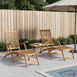 Imagine vidaXL Scaun pliabil cu masă 2 pcs natural Lemn solid de tec