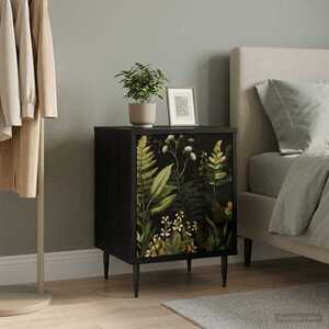Imagine vidaXL Dulap de noapte RHENEN Stejar Negru 36 x 33 x 51 cm