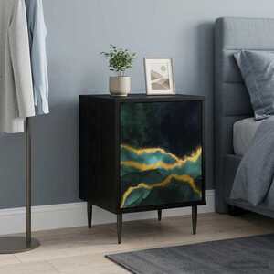 Imagine vidaXL Dulap de noapte WIJHE Stejar Negru 36 x 33 x 51 cm