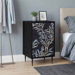 Imagine vidaXL Dulap de noapte DOKKUM Stejar Negru 36 x 33 x 61 cm