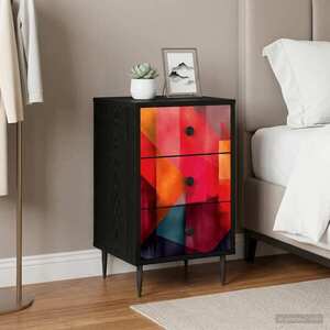 Imagine vidaXL Dulap de noapte HEESCH Stejar Negru 36 x 33 x 61 cm