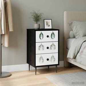 Imagine vidaXL Dulap de noapte HANAU Stejar Negru 36 x 33 x 61 cm