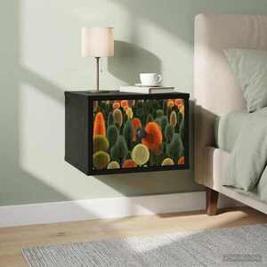 Imagine vidaXL Noptieră suspendată ZAANDAM Stejar Negru 36 x 33 x 25 cm