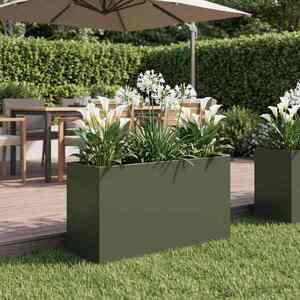 Imagine vidaXL Vază pentru Grădină Verde măsliniu 80 x 30 x 40 cm