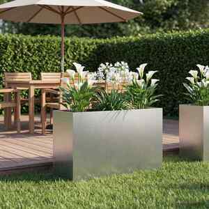Imagine vidaXL Vază pentru Grădină Argintiu 80 x 30 x 40 cm Oțel Galvanizat