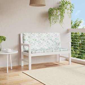 Imagine vidaXL Perne bancă de grădină 2 buc. model frunze 120x50x7 cm textil
