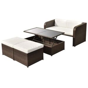 Imagine vidaXL Set mobilier de grădină cu perne, 4 piese, maro, poliratan