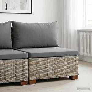 Imagine vidaXL Sofa Medie cu Perne GENDT Ratan Natural Gri Kubu