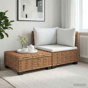 Imagine vidaXL 2 buc. Set de Lounge din Ratan cu Perne GENDT Ratan Natural