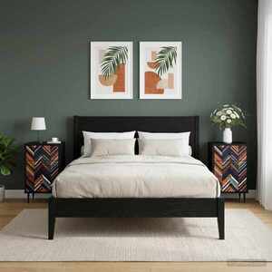 Imagine vidaXL Dulap de noapte OMMEN 2 buc. Stejar Negru 36 x 33 x 61 cm