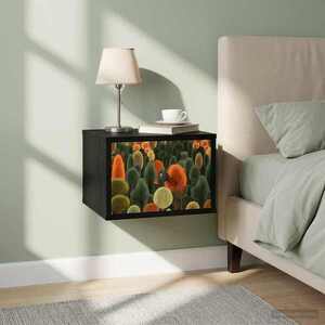 Imagine vidaXL Noptieră suspendată ZAANDAM 2 buc. Stejar Negru 36 x 33 x 25 cm