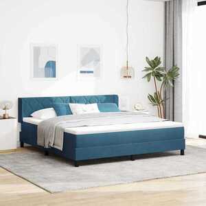 Imagine vidaXL Pat cu arcuri cu headboard Albastru închis 200 x 180 cm Catifea
