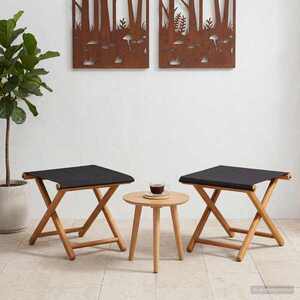 Imagine vidaXL Scaun de plajă 2 pcs Lemn de eucalipt masiv Negru