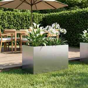 Imagine vidaXL Vază pentru Grădină Argintiu 50 x 40 x 40 cm Oțel Galvanizat
