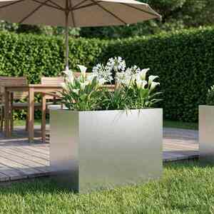Imagine vidaXL Vază pentru Grădină Argintiu 50 x 40 x 50 cm Oțel Galvanizat