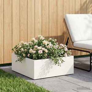 Imagine vidaXL Vază pentru Grădină Alb 60 x 60 x 20 cm Oțel laminat la rece