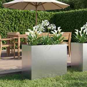 Imagine vidaXL Vază pentru Grădină Argintiu 60 x 30 x 50 cm Oțel Galvanizat