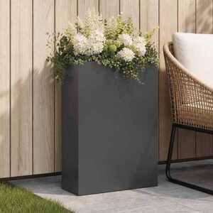 Imagine vidaXL Vază pentru Grădină Negru 50 x 20 x 75 cm Oțel laminat la rece