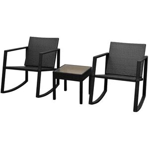 Imagine vidaXL Set mobilier bistro, 3 piese, negru, poliratan