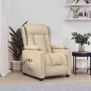 Imagine vidaXL Fotoliu de masaj electric rabatabil, crem, textil