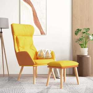 Imagine vidaXL Scaun relaxare cu taburet galben muștar piele ecologică/textil