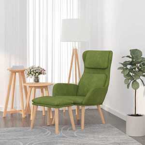 Imagine vidaXL Scaun de relaxare cu taburet, verde deschis, catifea