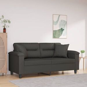 Imagine vidaXL Canapea cu 2 locuri, perne&pernuțe gri închis 140 cm microfibră