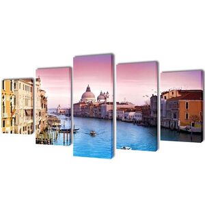 Imagine vidaXL Set tablouri de perete cu imprimeu Veneția, 200 x 100 cm