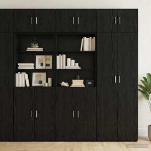 Imagine vidaXL Dulap de depozitare cu rafturi Stejar Negru 70 x 42, 5 x 225 cm