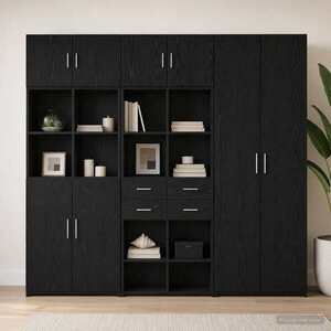 Imagine vidaXL Dulap de depozitare cu rafturi Stejar Negru 70 x 42, 5 x 225 cm