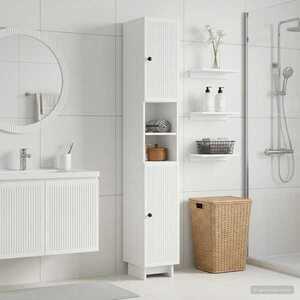 Imagine vidaXL Cabinet de Baie cu Raft Deschis EDE Alb 30 x 31 x 190 cm