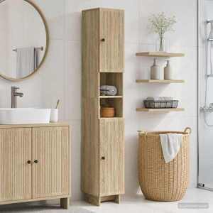 Imagine vidaXL Cabinet de Baie cu Raft Deschis EDE Stejar Sonoma