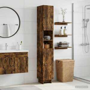 Imagine vidaXL Cabinet de Baie cu Raft Deschis EDE Stejar fumuriu