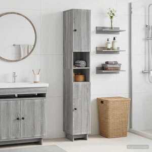 Imagine vidaXL Cabinet de Baie cu Raft Deschis EDE Sonoma gri 30 x 31 x 190 cm
