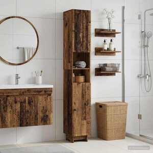 Imagine vidaXL Cabinet de Baie cu Raft Deschis EDE Lemn vechi 30 x 31 x 190 cm
