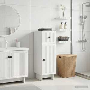 Imagine vidaXL Dulap de Depozitare pentru Baie EDE Alb 30 x 31 x 80 cm