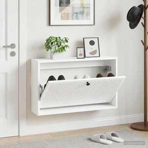 Imagine vidaXL Dulap pentru pantofi montat pe perete EDE 71 x 17 x 43 cm Alb